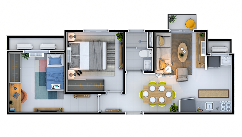 Planta Humanizada 45,69 m²