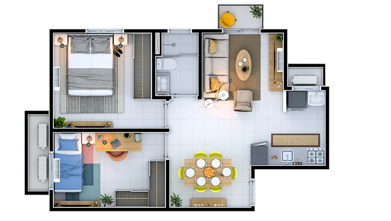 Planta Humanizada 46,96 m² Tipo
